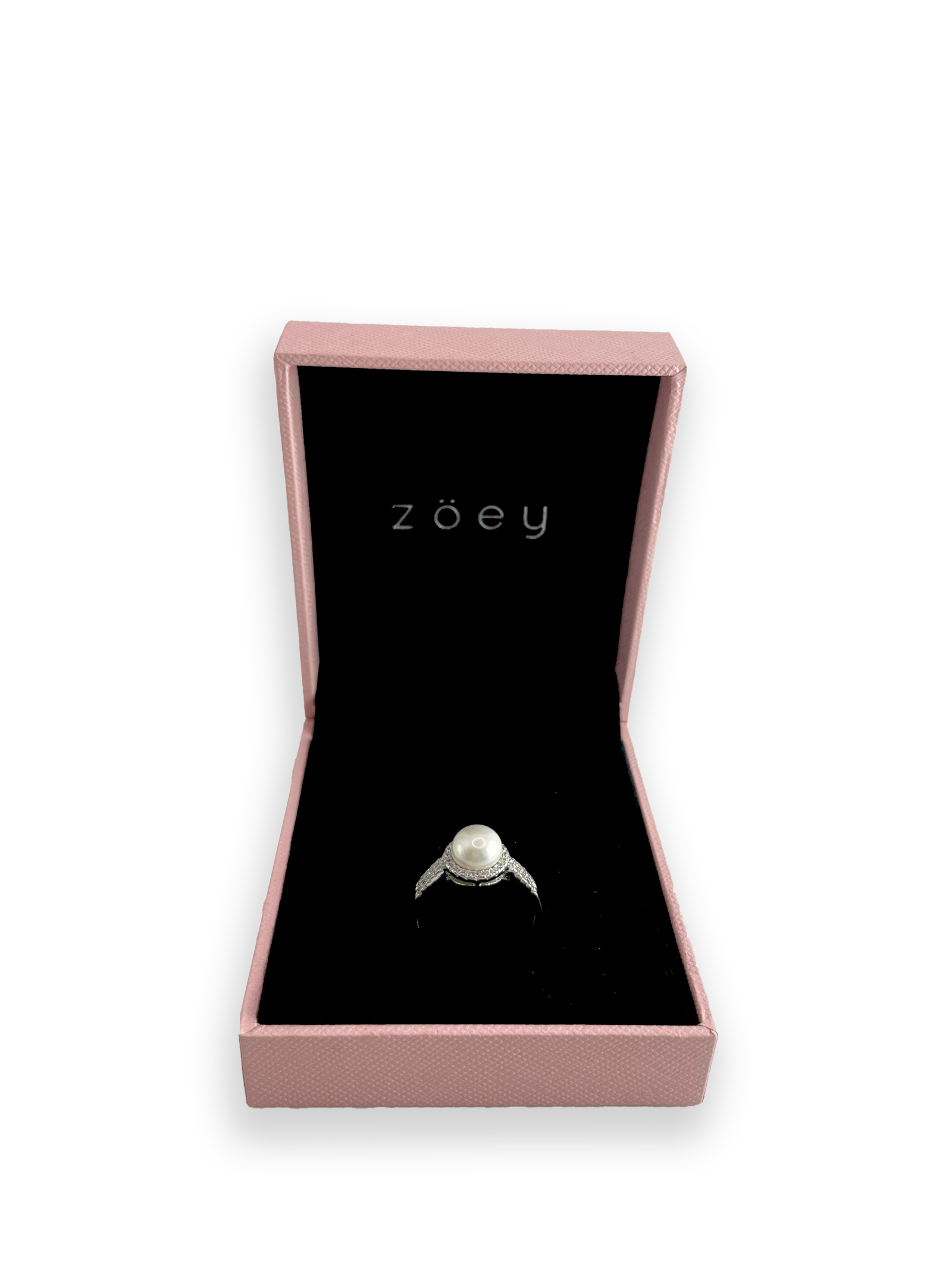 Arielle Pearl Stone with Side Swarovski Engagement Ring