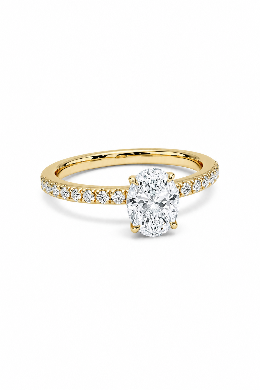 GRA® Oval Moissanite 18K Vermeil Engagement Ring
