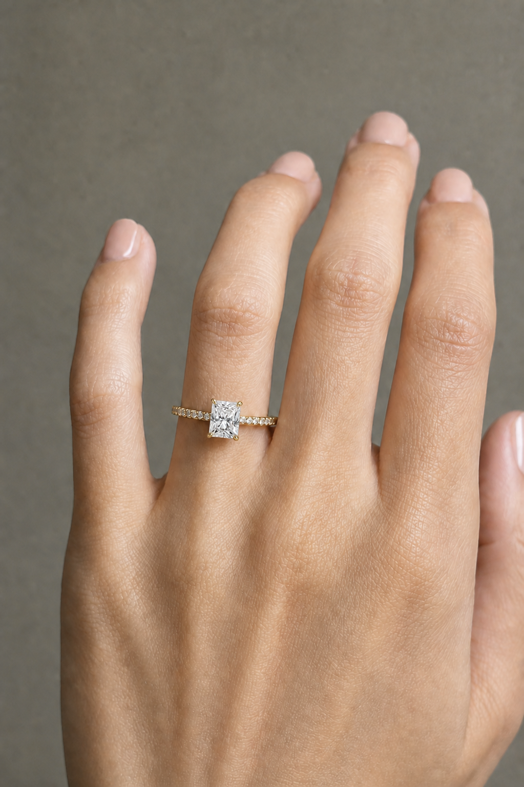 GRA® Radiant Moissanite 18K Vermeil Engagement Ring