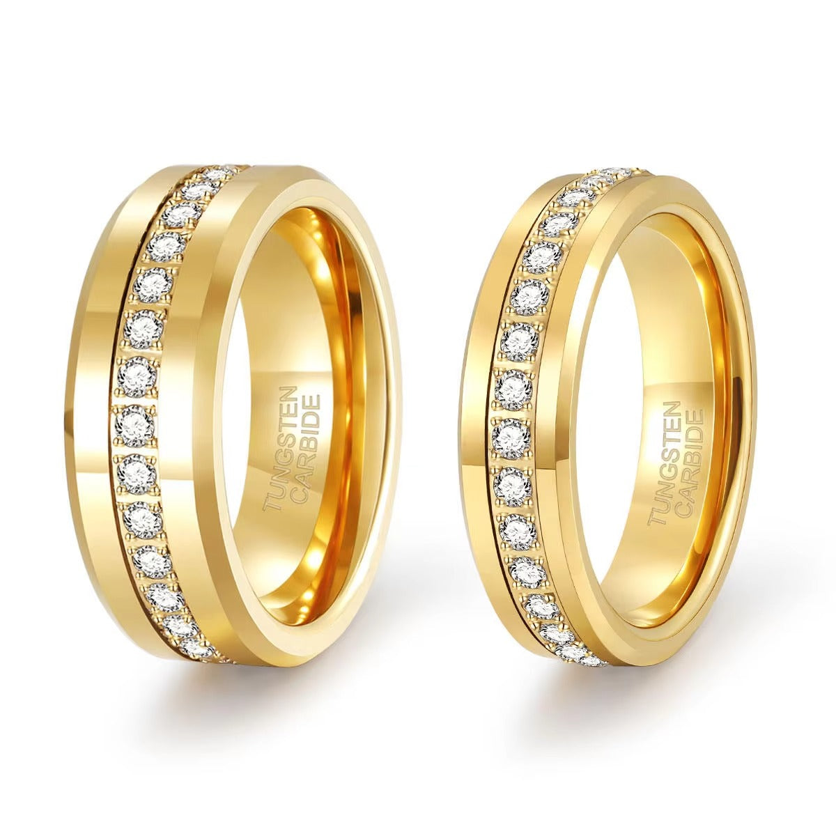 Classic Gold Eternity Tungsten Carbide Wedding Band