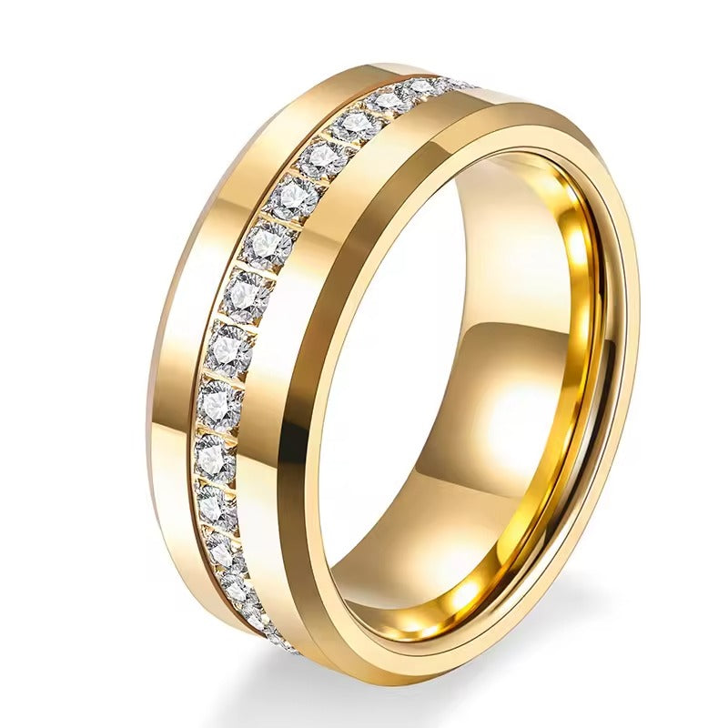 Classic Gold Eternity Tungsten Carbide Wedding Band