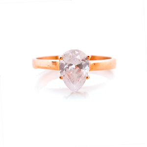 Loissel Pear Cut Rose Gold Plated Titanium Engagement Ring