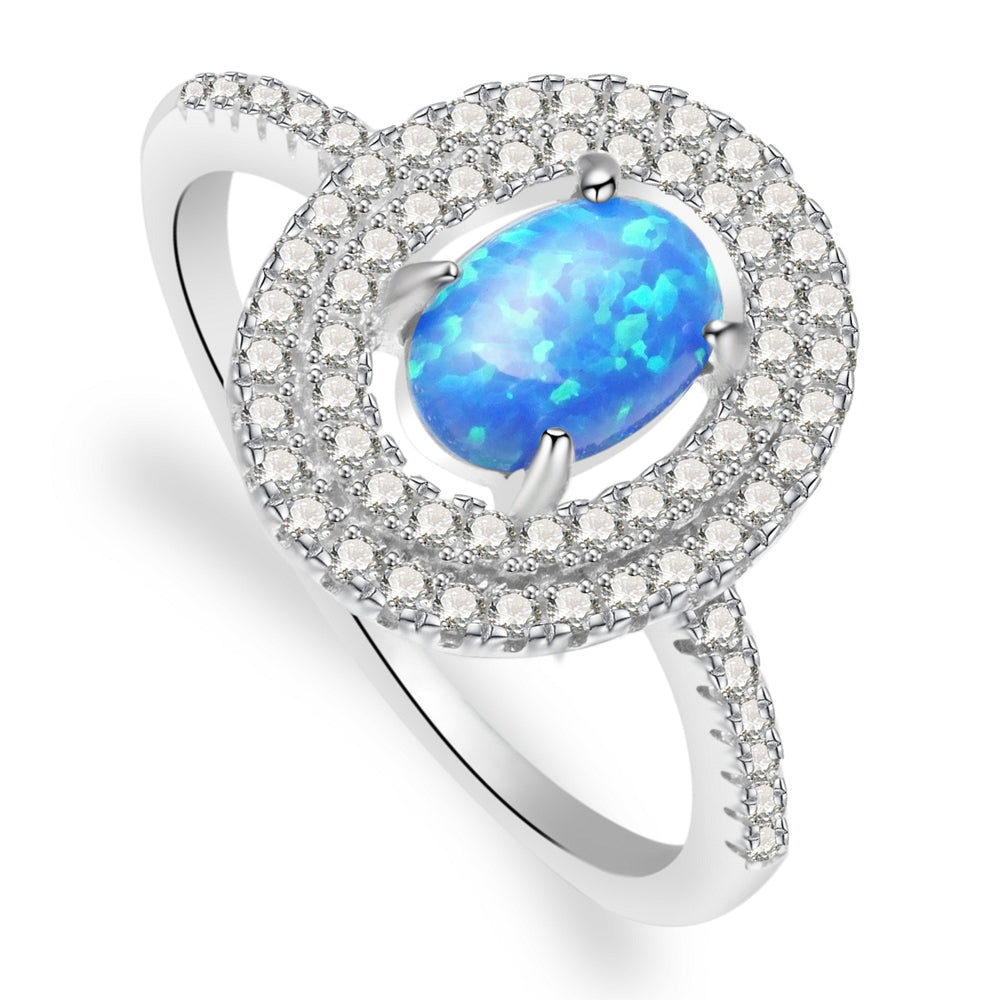 Anastasia Sterling Silver Ring With Blue Opal