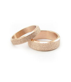 Frosted Rose Gold Plated Titanium Wedding Band (Men)