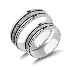 Frosted Silver Titanium Couple Ring (Men)
