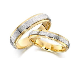 Frosted Two Tone Gold Plated Titanium Wedding Bands (Men)