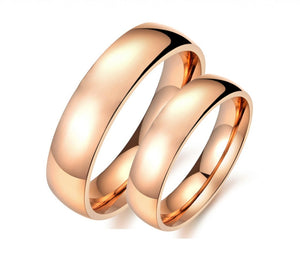 Smooth Rose Gold Plated Titanium Couple Ring