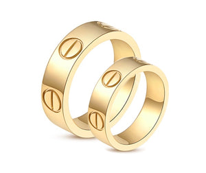Yellow Gold Plated Screw Inspired Titanium Wedding Bands