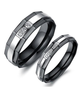 Black Hex Stone Inlay Titanium Wedding Ring (Men)