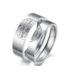 Heart Stone Swarovski Titanium Wedding Ring (Men)