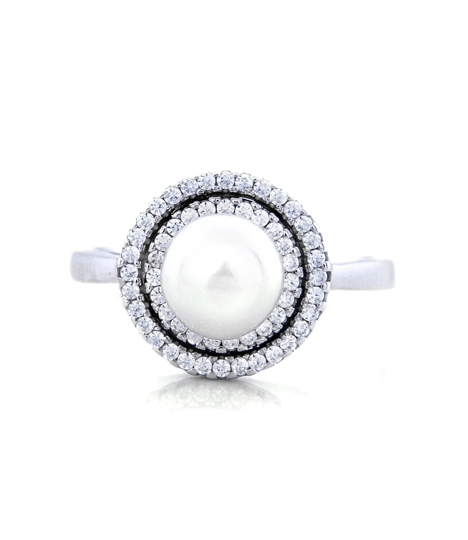 Pearl Crown Engagement Ring with Swarovski