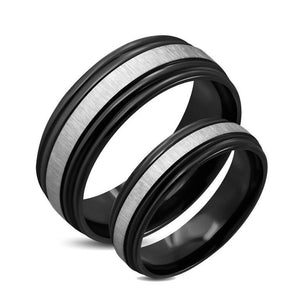 Black Satin Finished Titanium Couple Ring (Men)