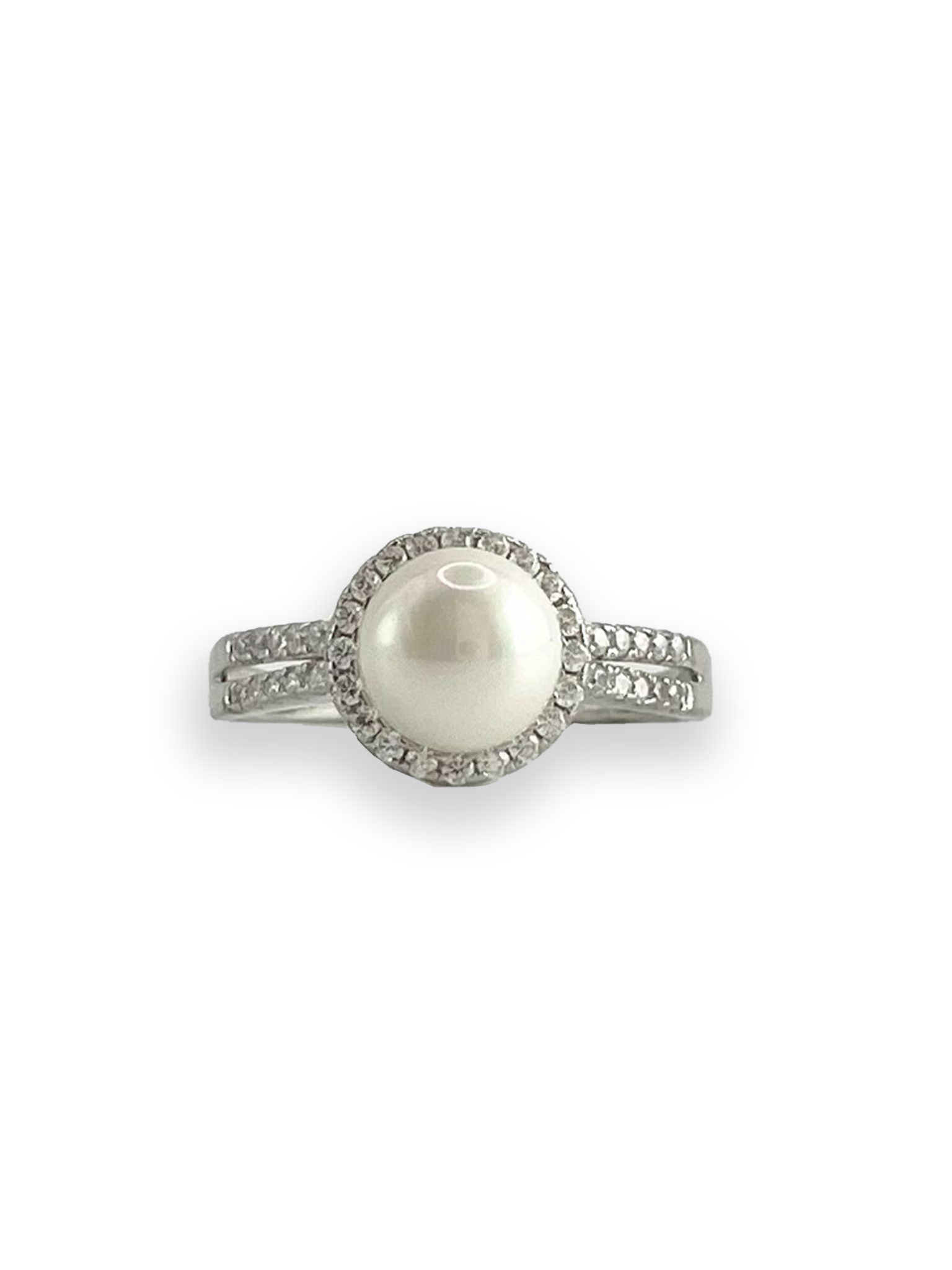Arielle Pearl Stone with Side Swarovski Engagement Ring