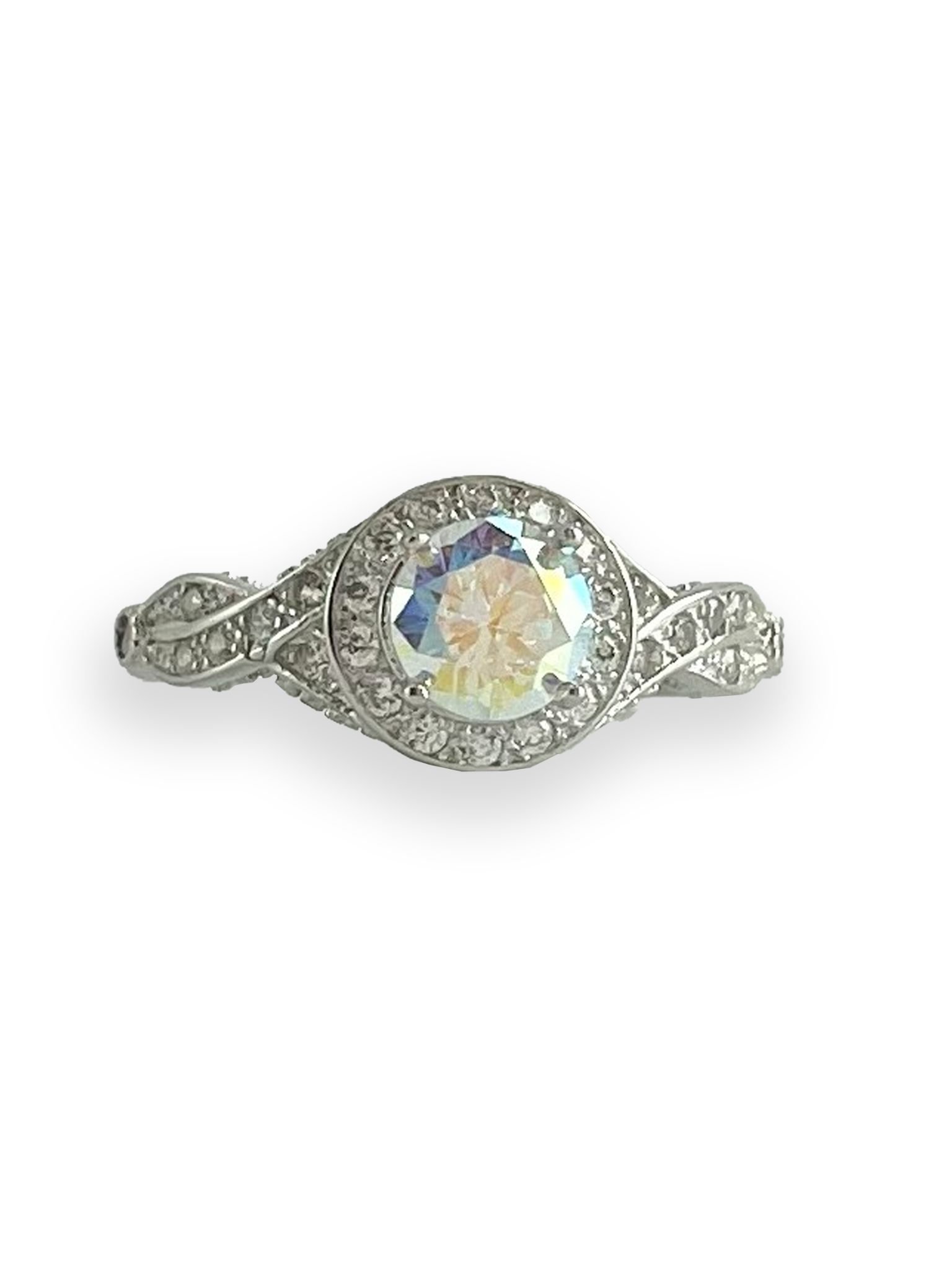 Narelle Aurora Boreale Stone with Side Swarovski Engagement Ring