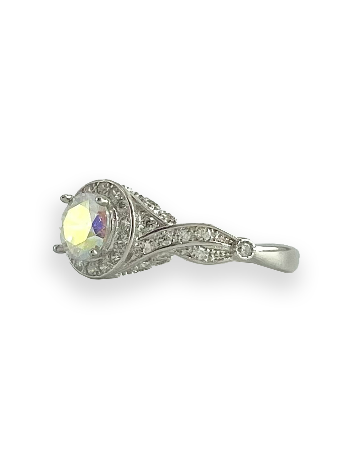 Narelle Aurora Boreale Stone with Side Swarovski Engagement Ring