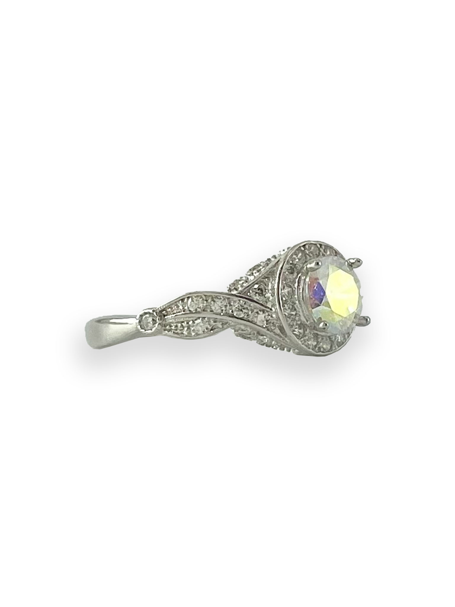 Narelle Aurora Boreale Stone with Side Swarovski Engagement Ring