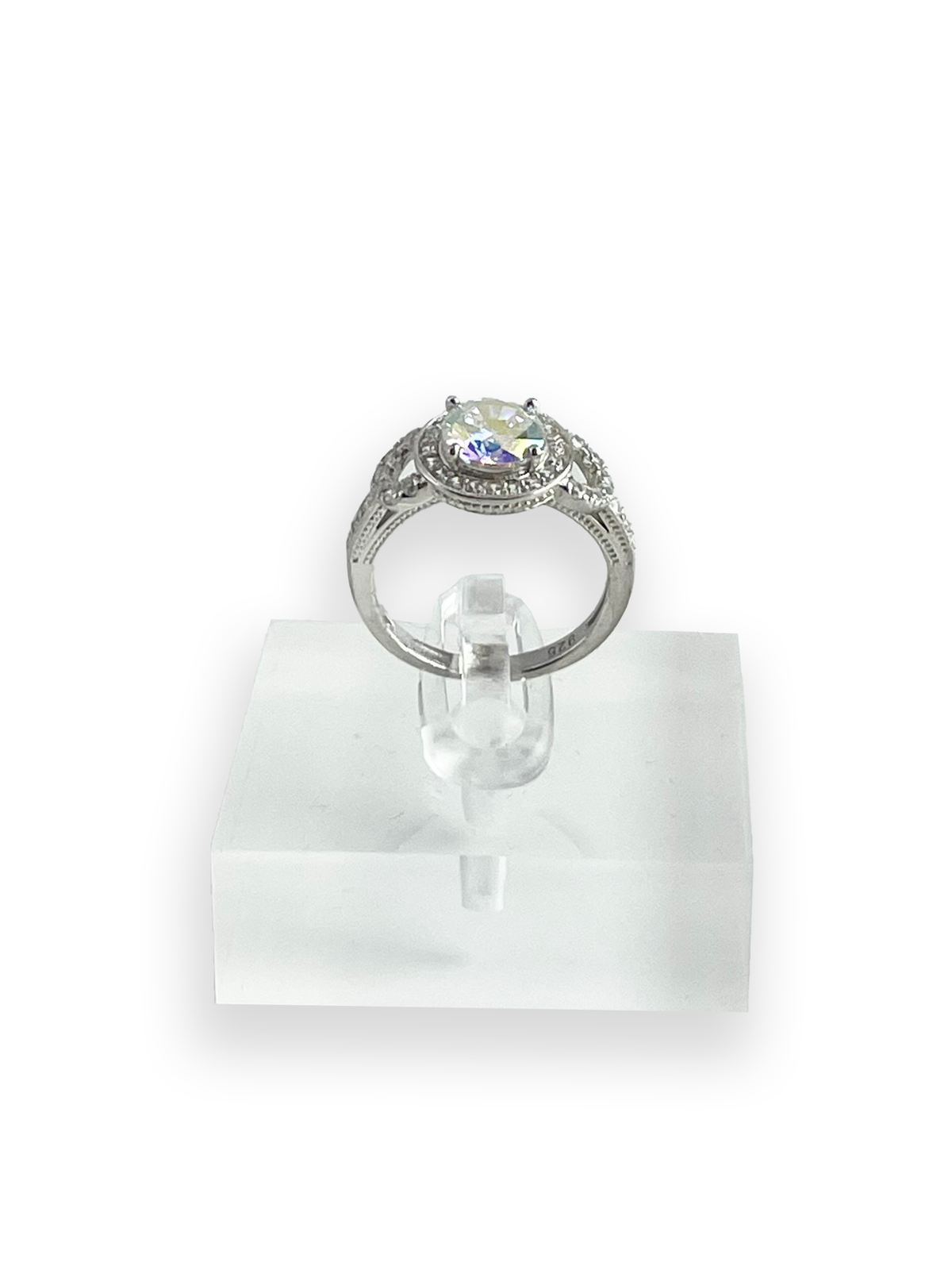 Mindy Aurora Boreale Stone with Side Swarovski Engagement Ring