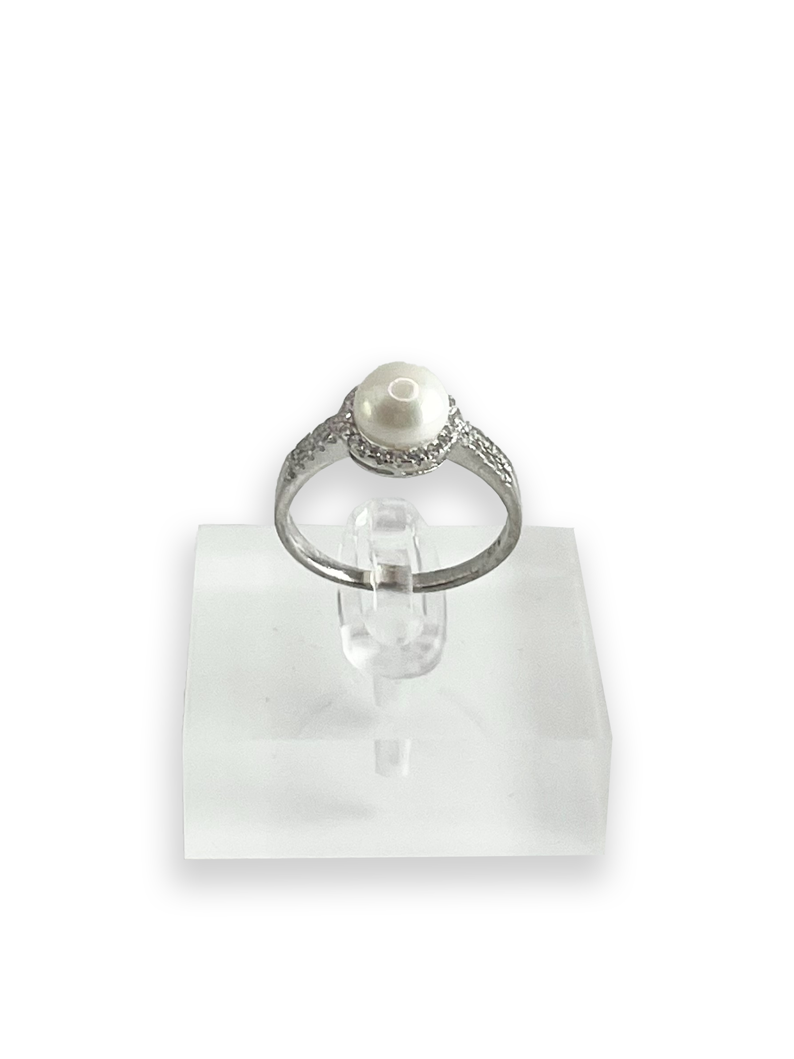 Arielle Pearl Stone with Side Swarovski Engagement Ring