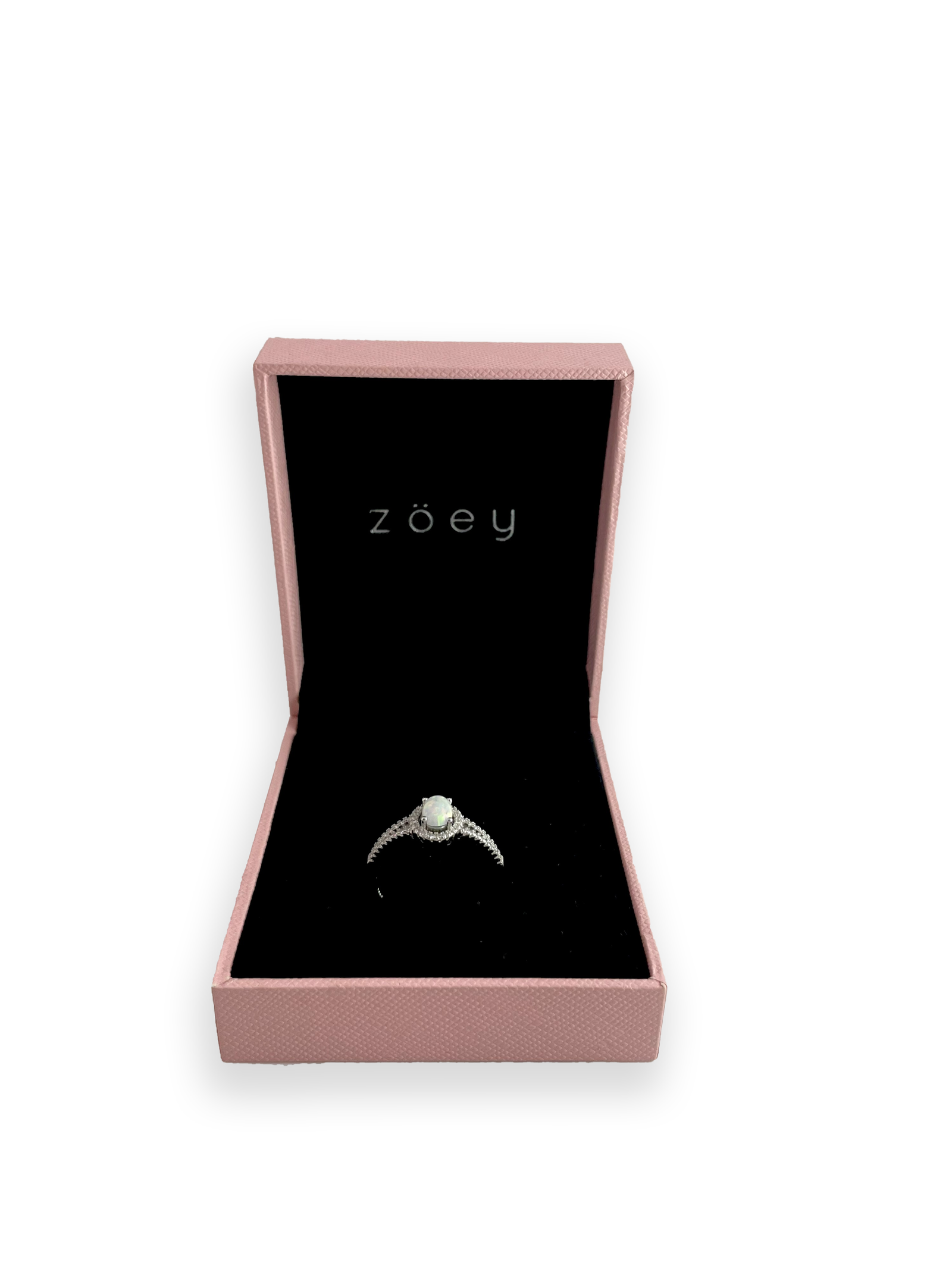 Phoebe White Opal with Side Swarovski Engagement Ring