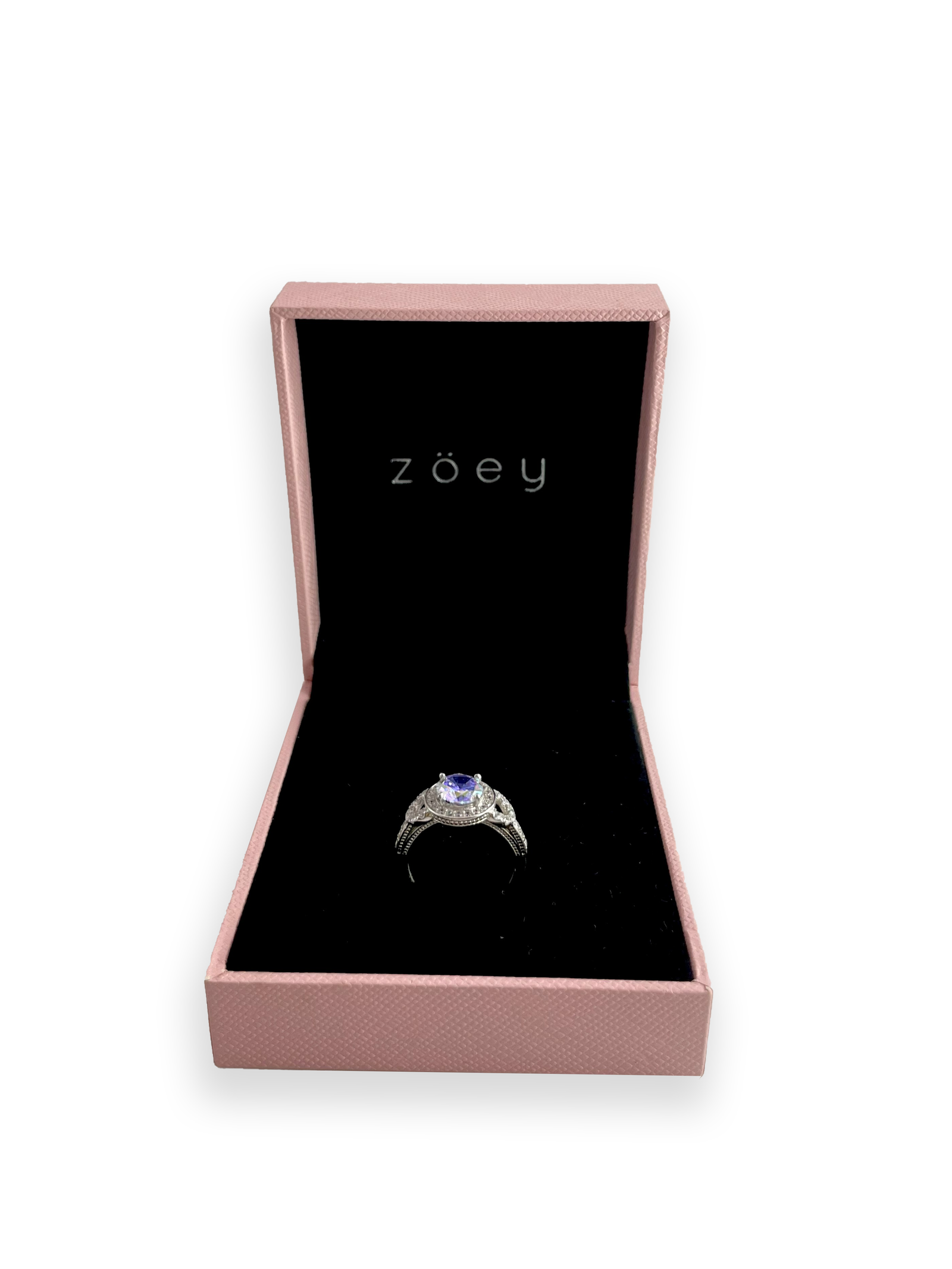 Mindy Aurora Boreale Stone with Side Swarovski Engagement Ring