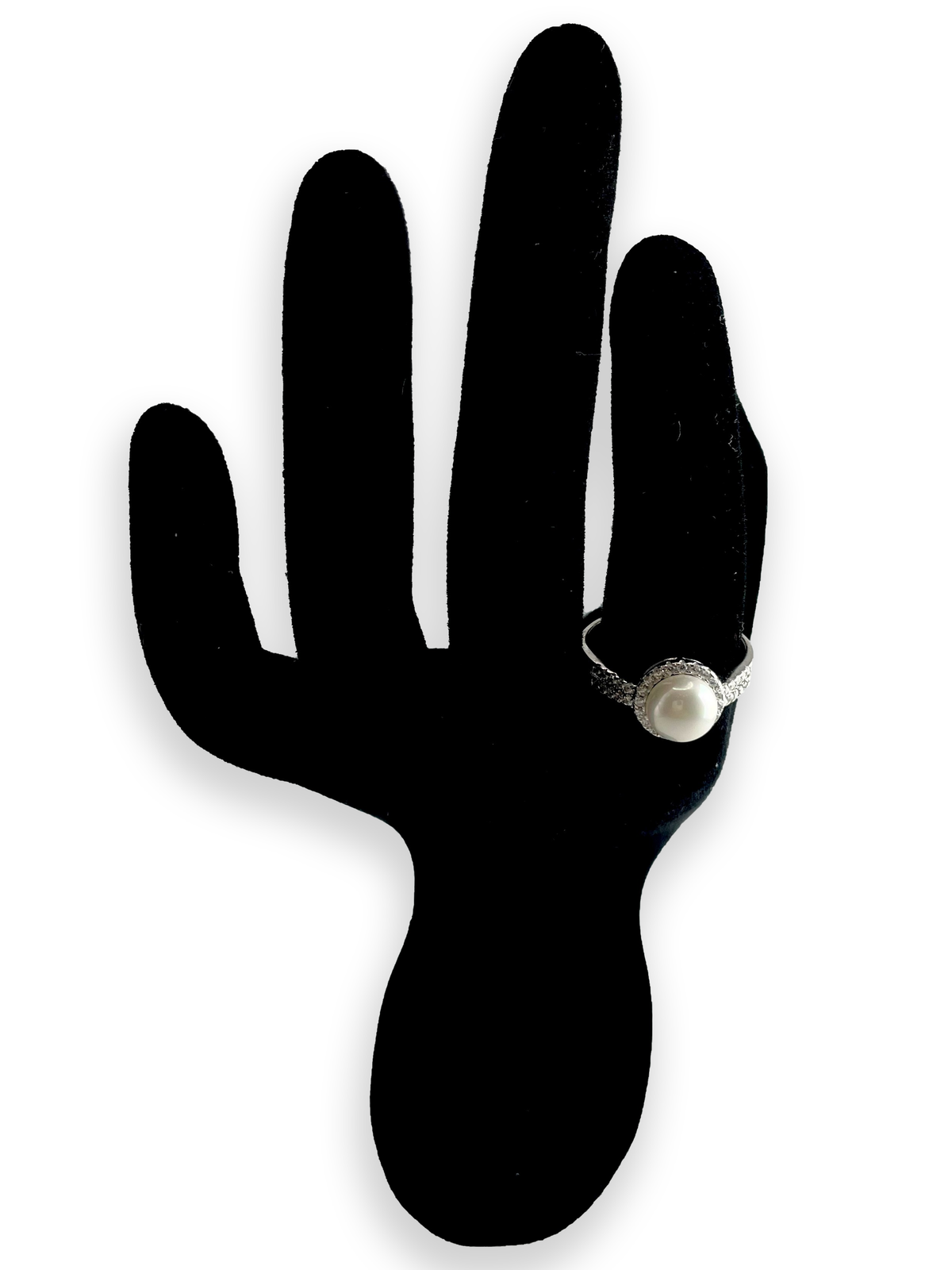 Arielle Pearl Stone with Side Swarovski Engagement Ring