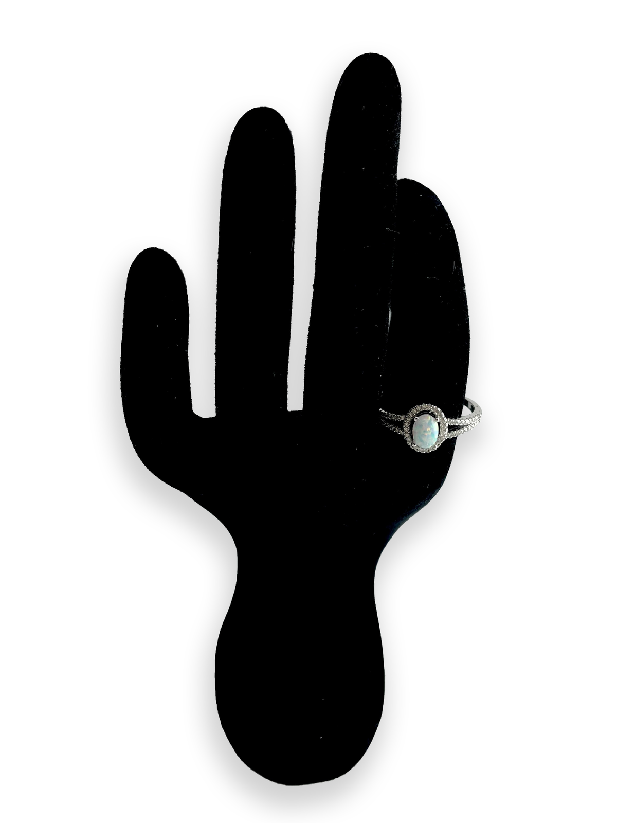 Phoebe White Opal with Side Swarovski Engagement Ring