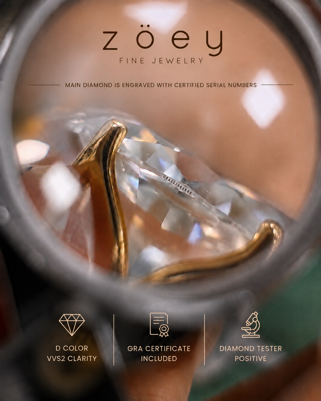 Marquise GRA® Moissanite Diamond 18K Vermeil Engagement Ring