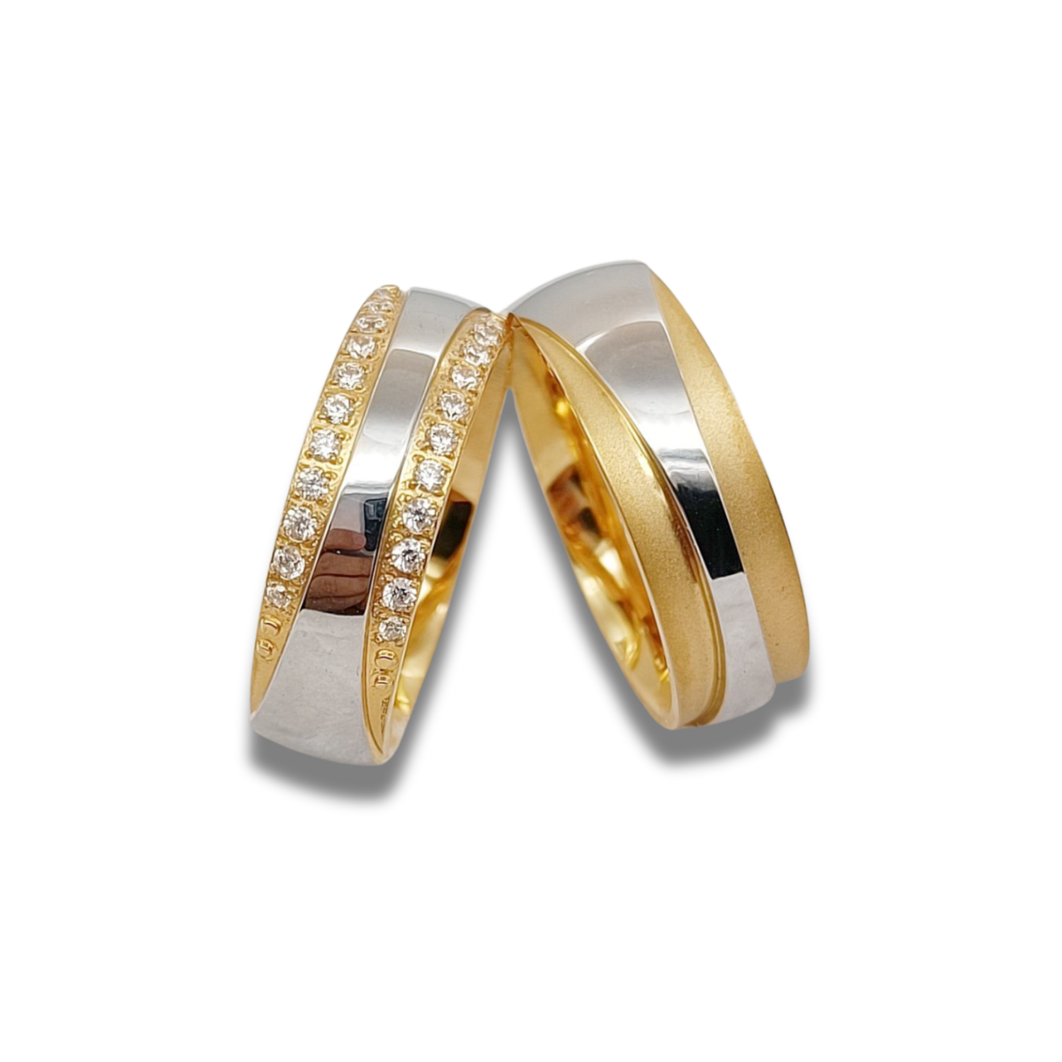 Everley Tone Tone Yellow Gold Wedding Bands (Women)