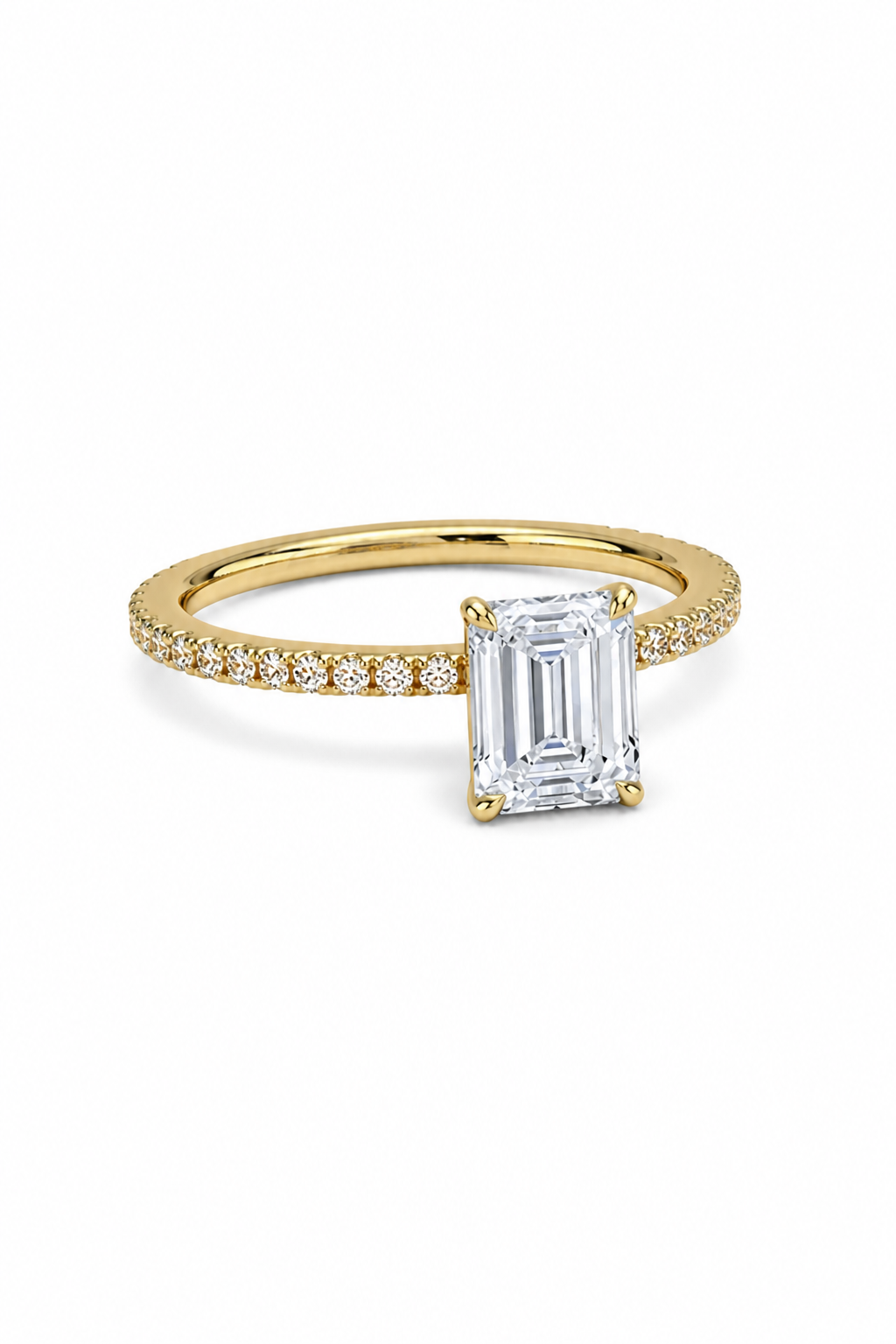 GRA® Emerald Moissanite 18K Vermeil Engagement Ring