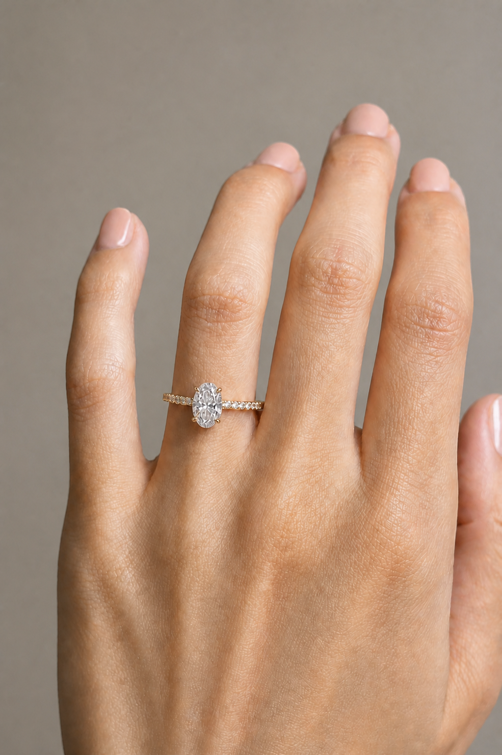 GRA® Oval Moissanite 18K Vermeil Engagement Ring