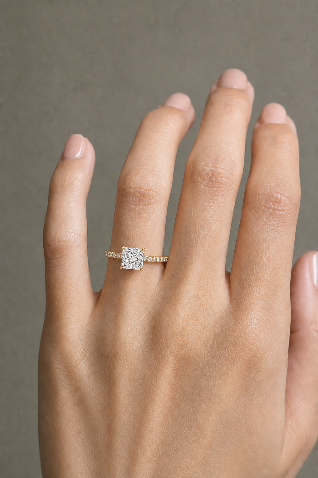 GRA® Princess Moissanite 18K Vermeil Engagement Ring