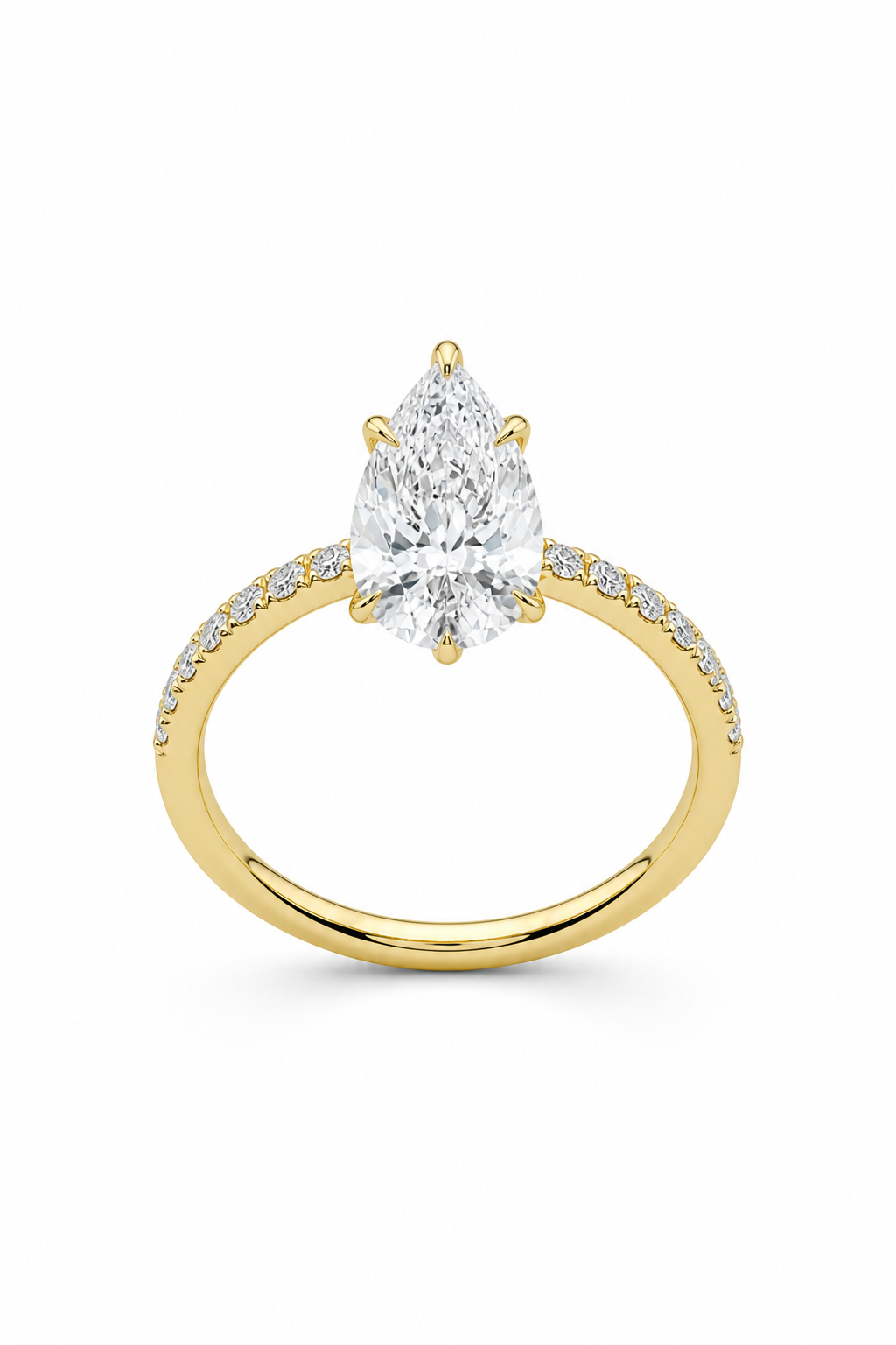 GRA® Pear Moissanite 18K Vermeil Engagement Ring