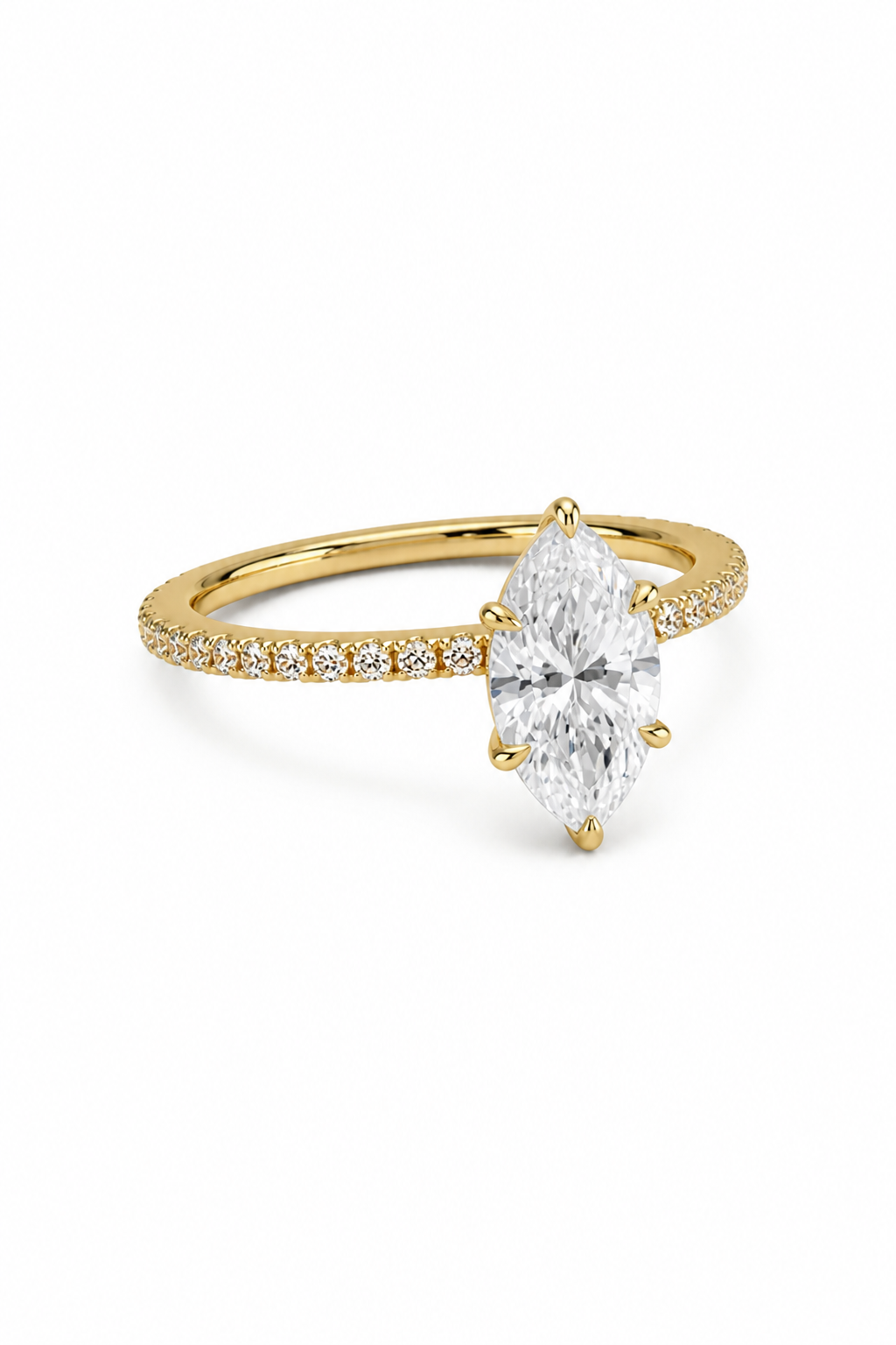 Marquise GRA® Moissanite Diamond 18K Vermeil Engagement Ring