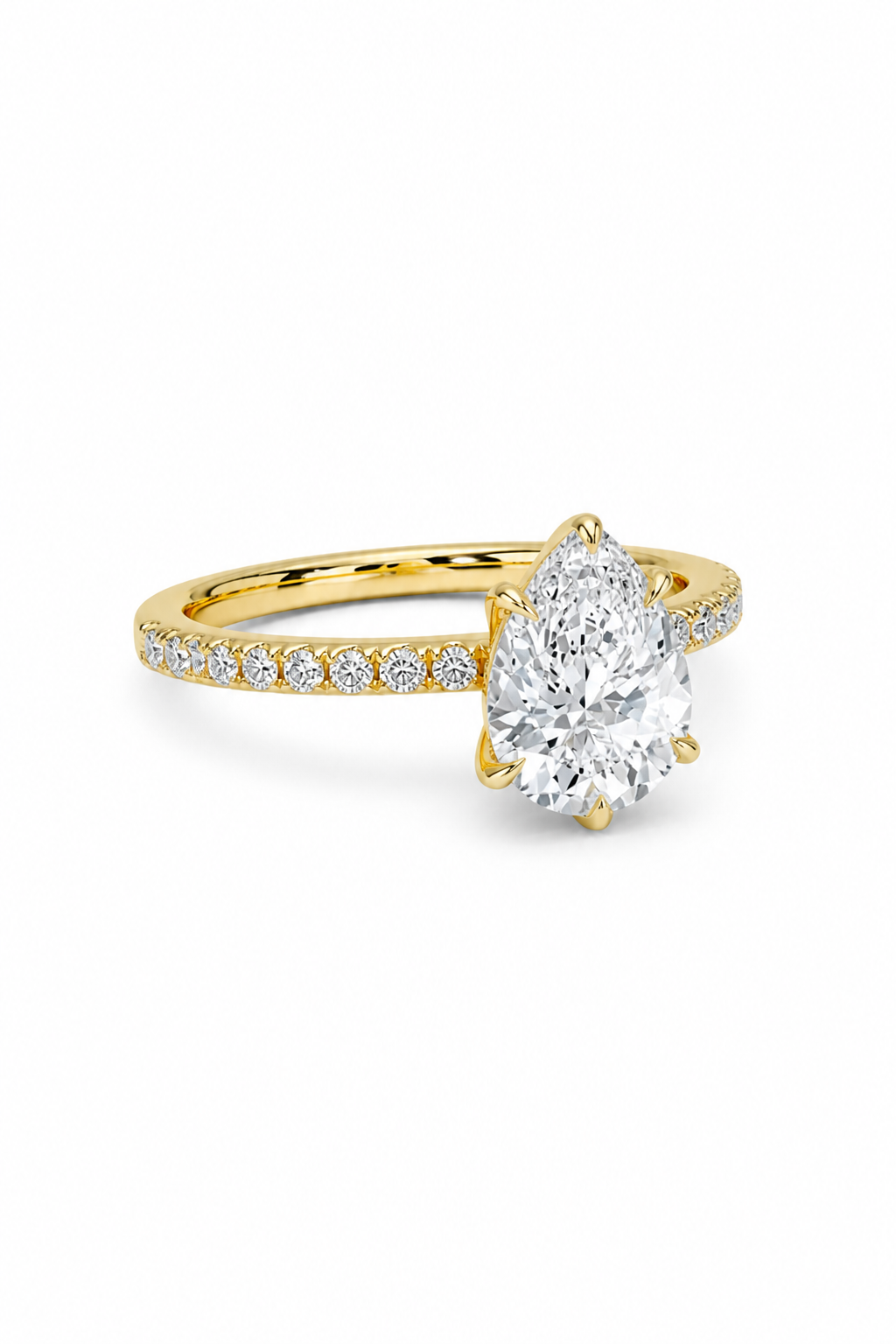 GRA® Pear Moissanite 18K Vermeil Engagement Ring