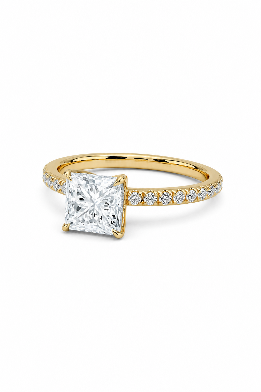 GRA® Princess Moissanite 18K Vermeil Engagement Ring