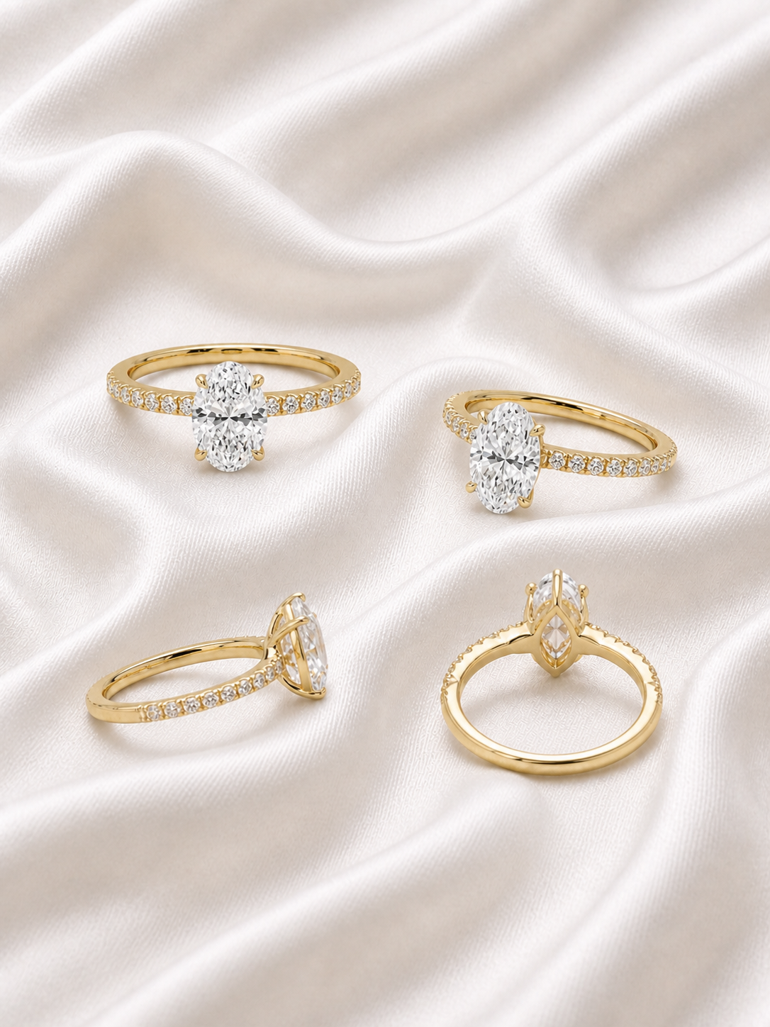 GRA® Oval Moissanite 18K Vermeil Engagement Ring