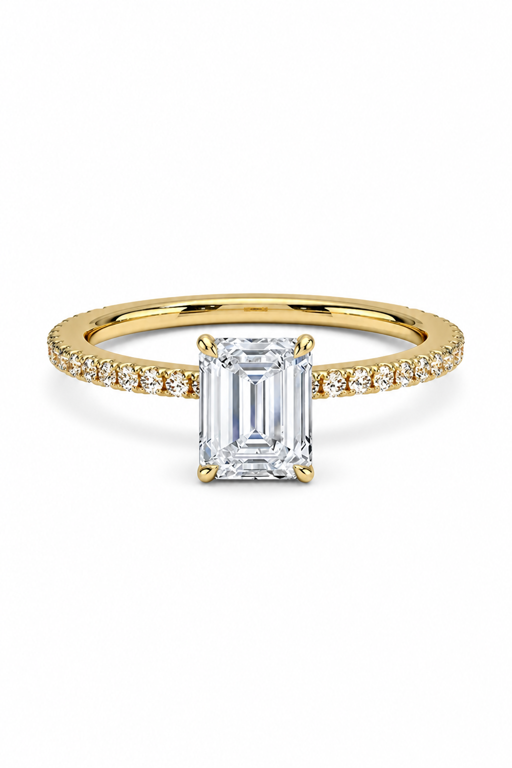 GRA® Emerald Moissanite 18K Vermeil Engagement Ring