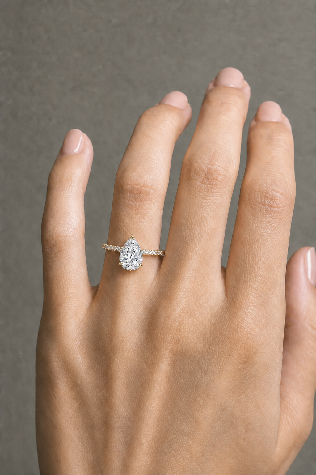 GRA® Pear Moissanite 18K Vermeil Engagement Ring