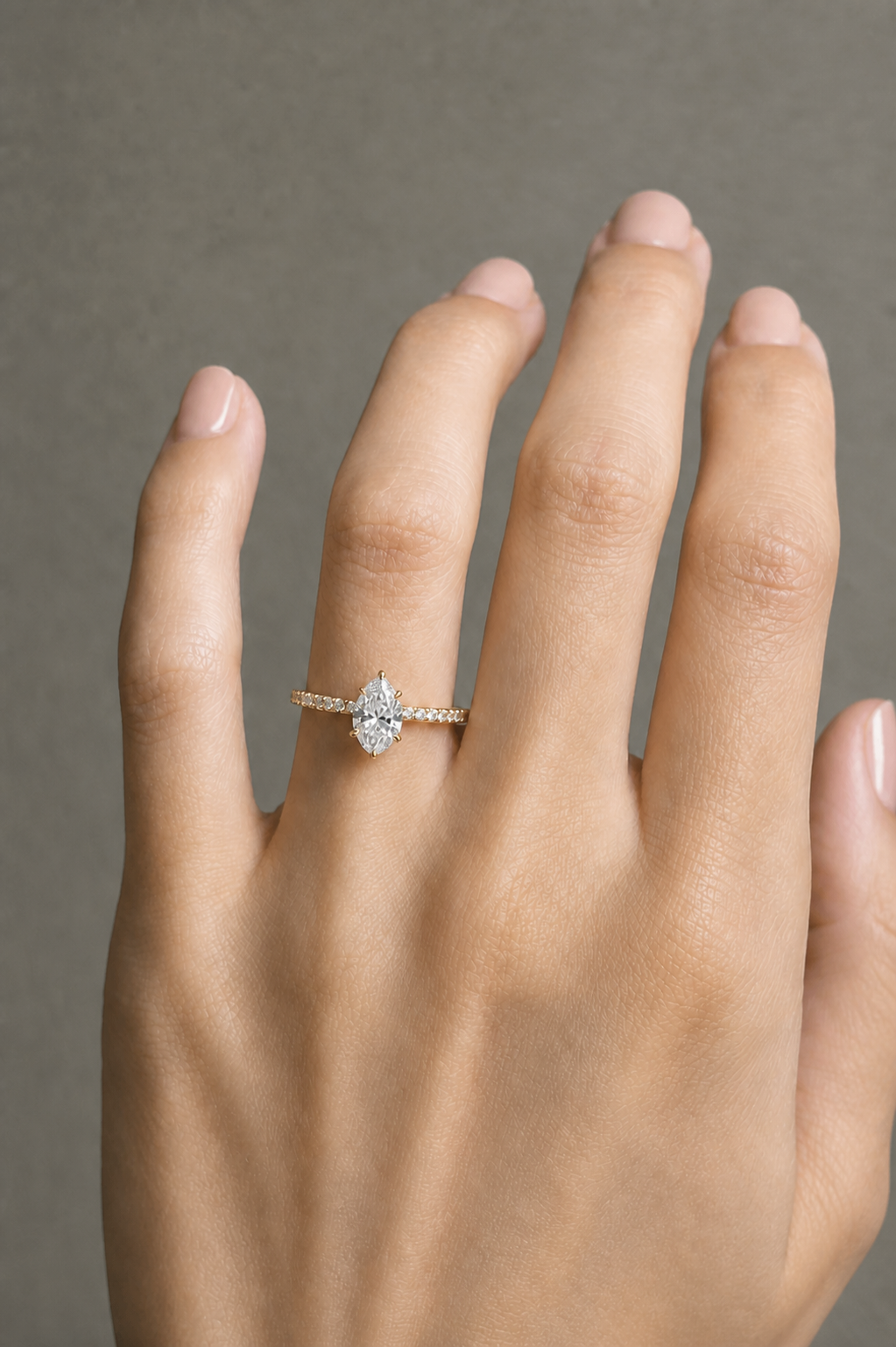 Marquise GRA® Moissanite Diamond 18K Vermeil Engagement Ring