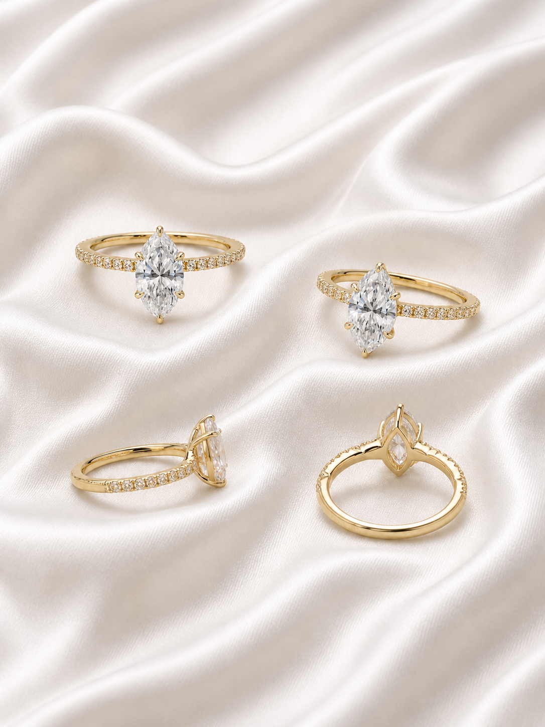 Marquise GRA® Moissanite Diamond 18K Vermeil Engagement Ring