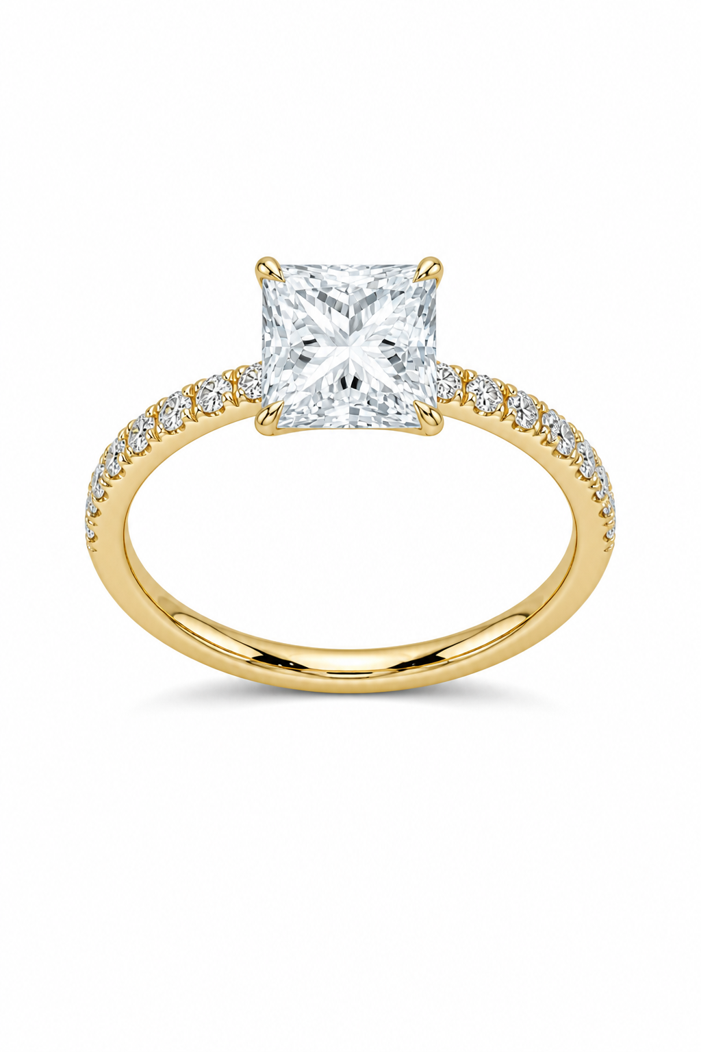 GRA® Princess Moissanite 18K Vermeil Engagement Ring