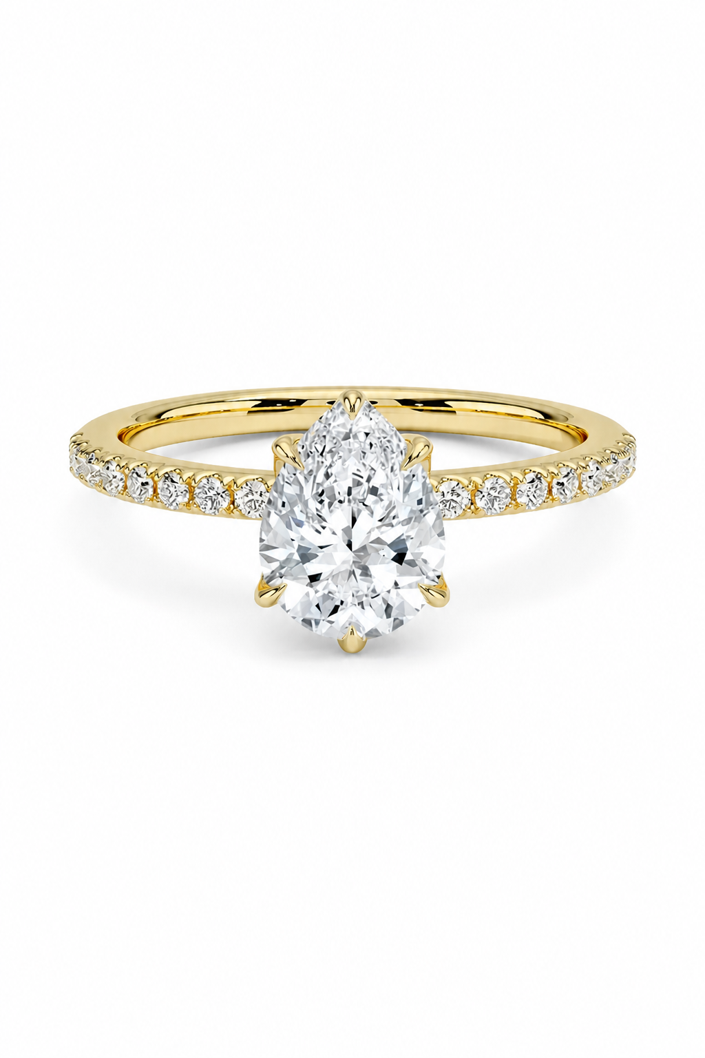 GRA® Pear Moissanite 18K Vermeil Engagement Ring