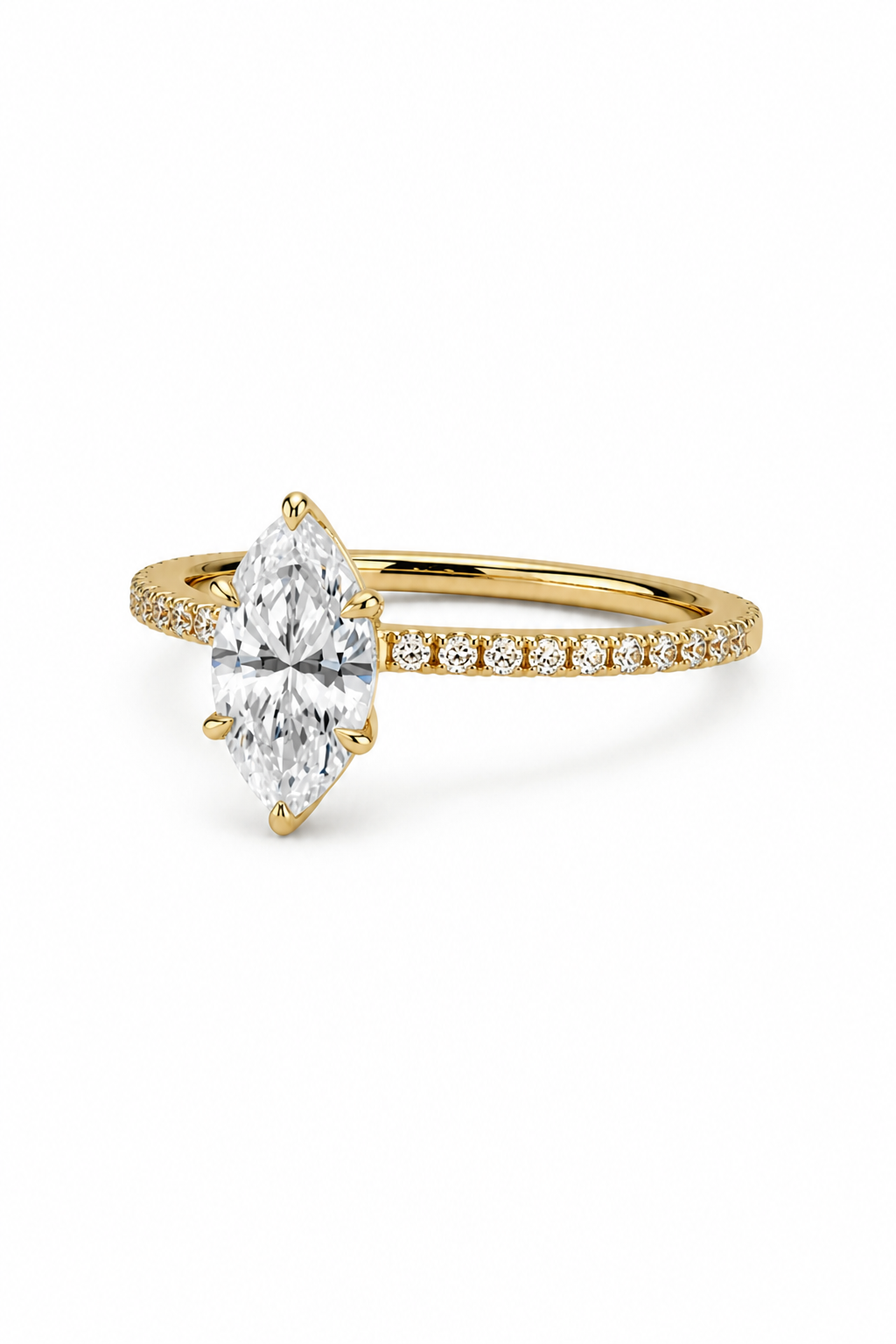 Marquise GRA® Moissanite Diamond 18K Vermeil Engagement Ring