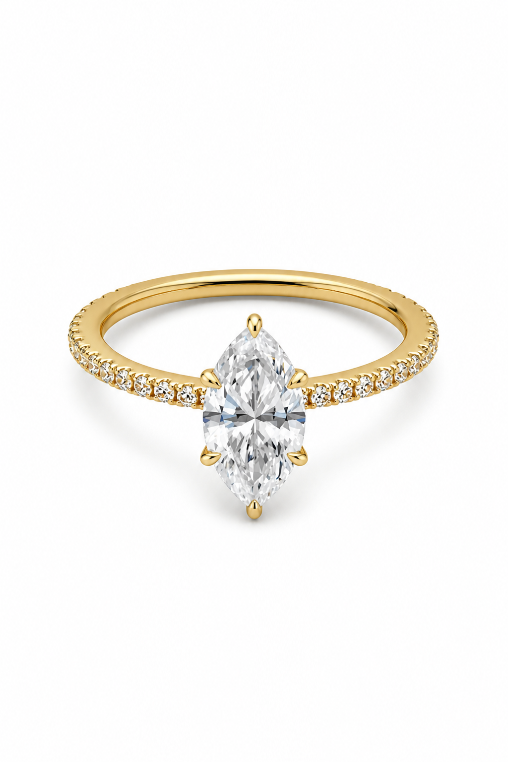 Marquise GRA® Moissanite Diamond 18K Vermeil Engagement Ring