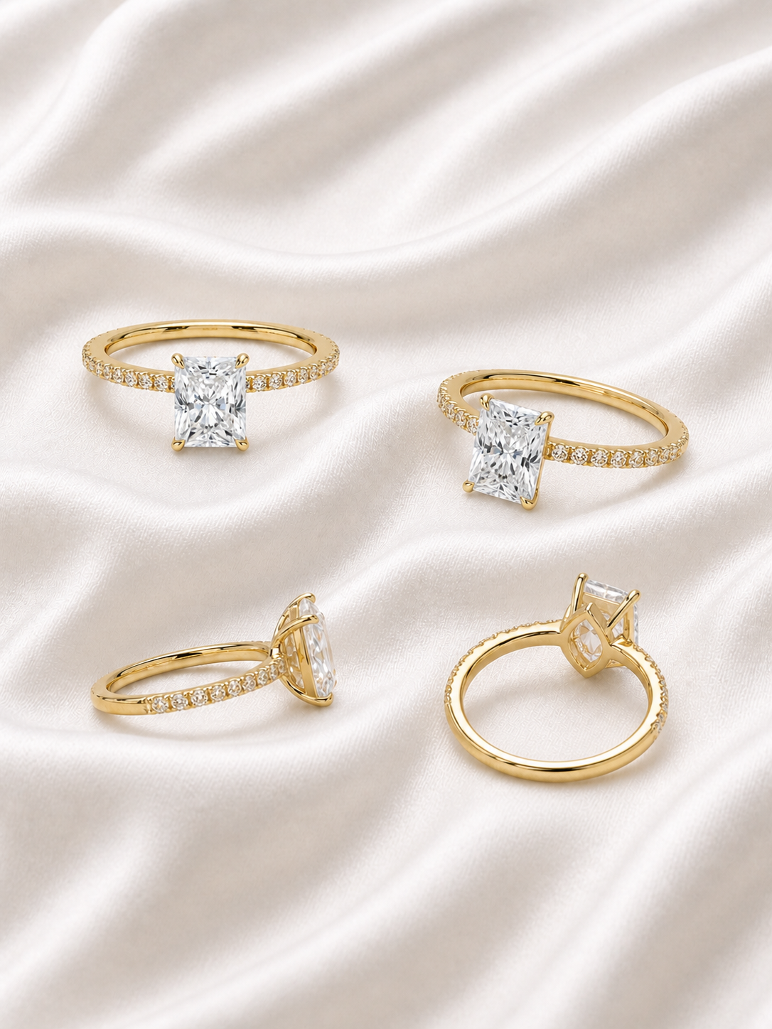 GRA® Radiant Moissanite 18K Vermeil Engagement Ring