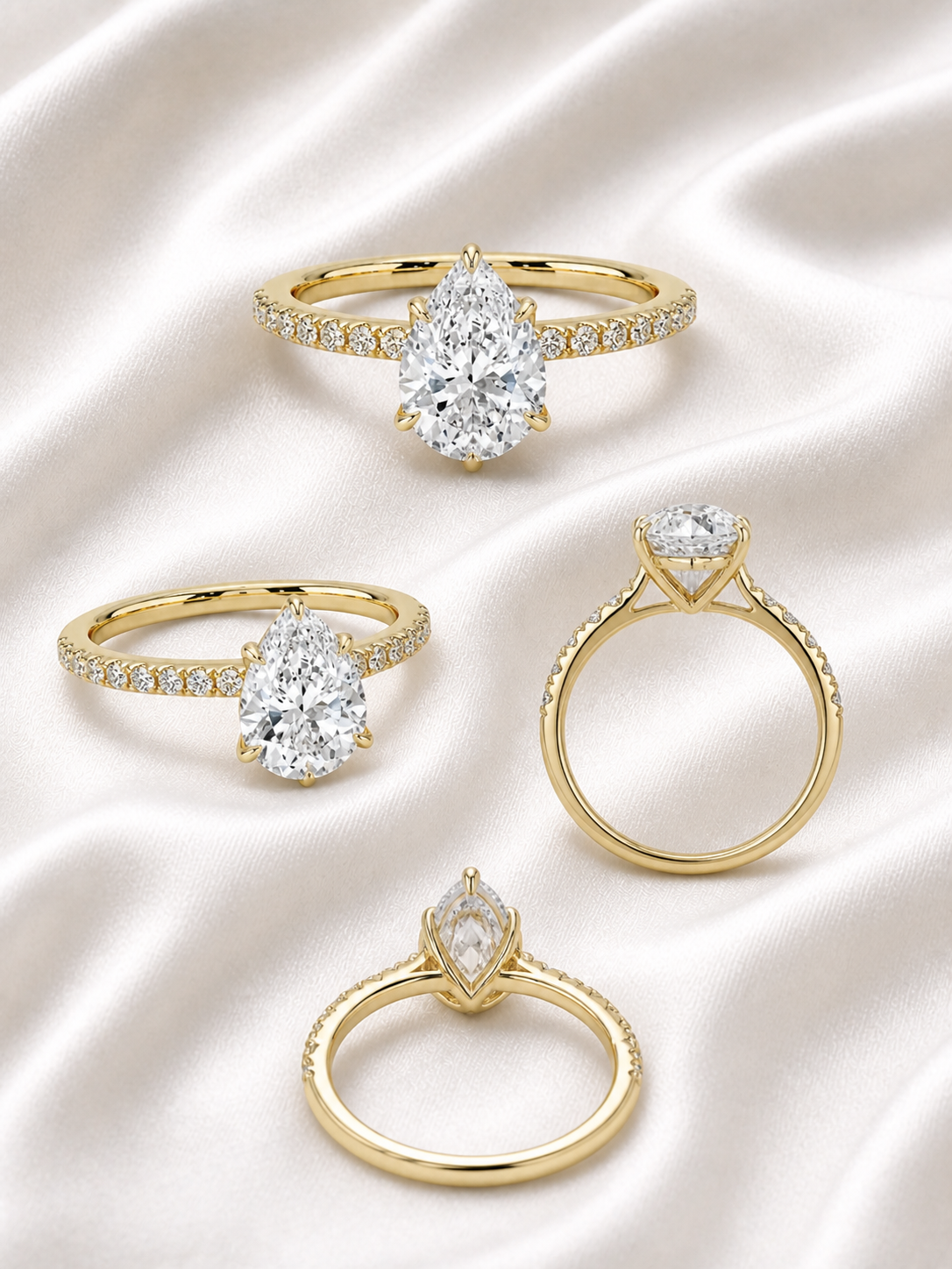 GRA® Pear Moissanite 18K Vermeil Engagement Ring