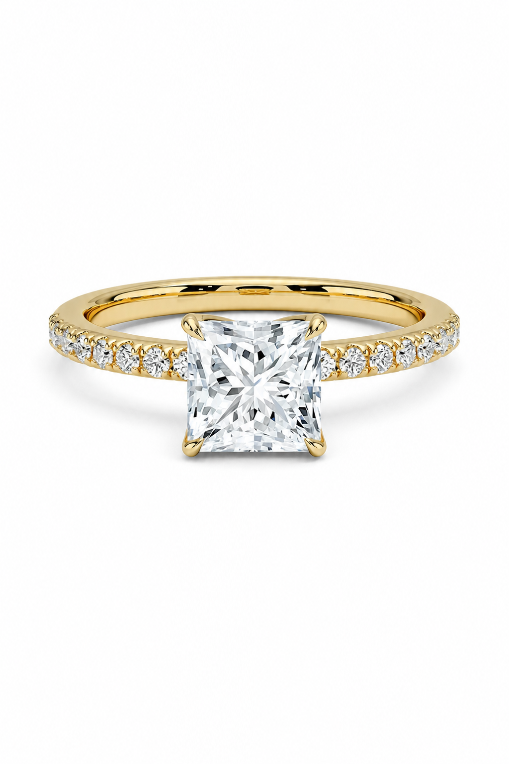 GRA® Princess Moissanite 18K Vermeil Engagement Ring