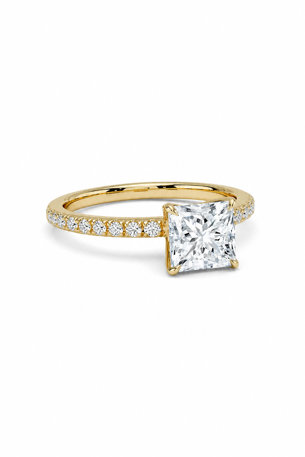 GRA® Princess Moissanite 18K Vermeil Engagement Ring