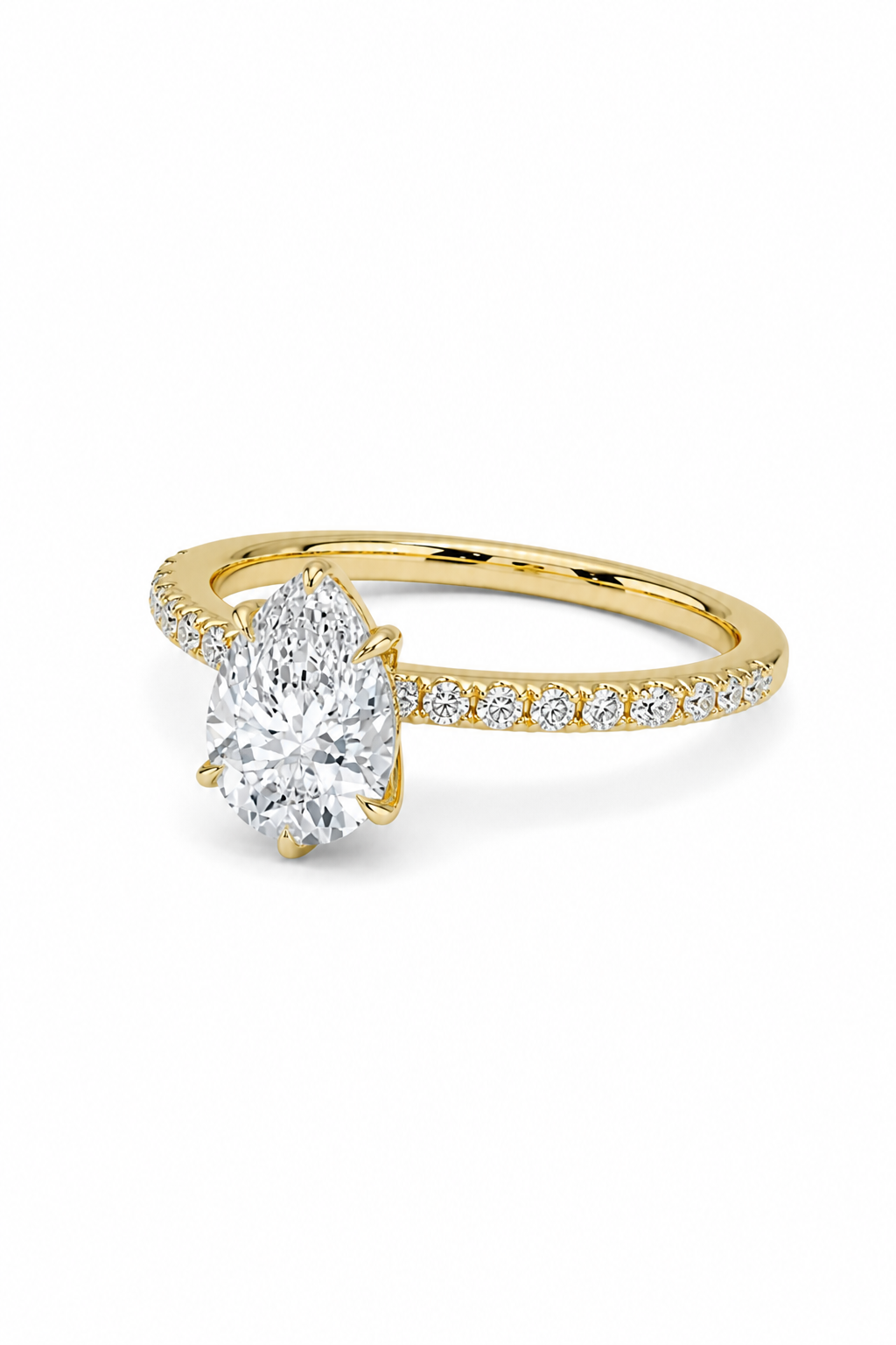 GRA® Pear Moissanite 18K Vermeil Engagement Ring