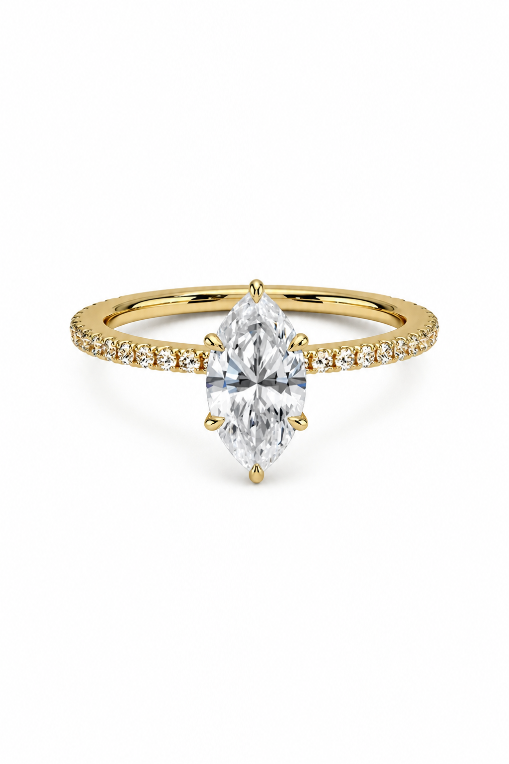 Marquise GRA® Moissanite Diamond 18K Vermeil Engagement Ring